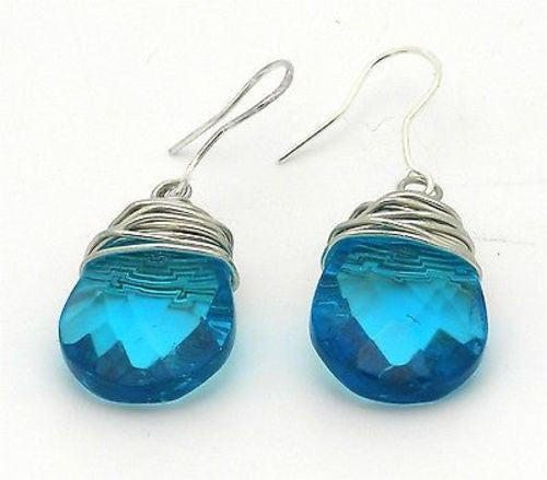 Silvertone Wrapped Raindrop Earrings Handmade and Fair Trade