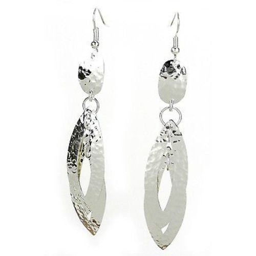 Large Silverplated Double Leaf Earrings Handmade and Fair Trade