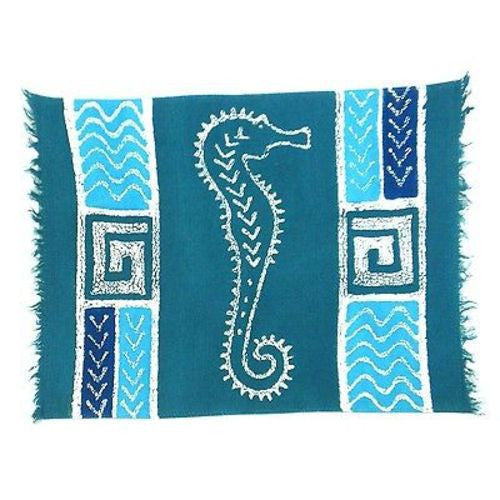 Handpainted Blue Seahorse Batiked Placemat Handmade and Fair Trade