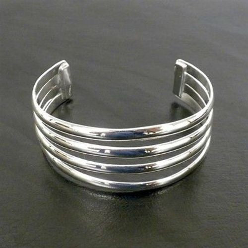 Silver Overlay Cuff Four Bar Design Handmade and Fair Trade