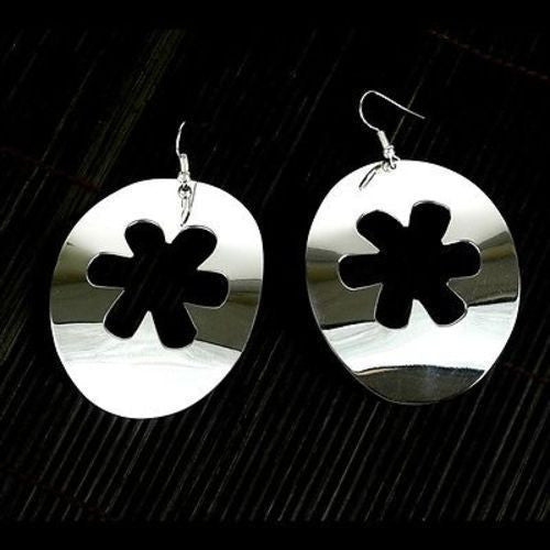 Large Silverplated Flower Cutout Earrings Handmade and Fair Trade