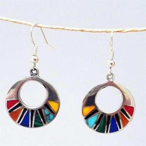 Mosaic Flat Hoop Earrings Handmade and Fair Trade