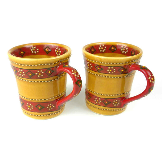 Set of 2 Hand-painted Flared Mugs in Honey Handmade and Fair Trade