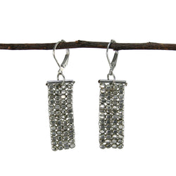 Rectangle Cubist Earrings - silver Handmade and Fair Trade