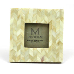 Square Chevron Pearl Bone Wood Frame 3x3 - Matr Boomie (P)