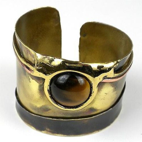 Gold Tiger Eye Statement Cuff Handmade and Fair Trade