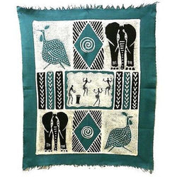 Dancers and Animals Batik in Blue/Black Handmade and Fair Trade