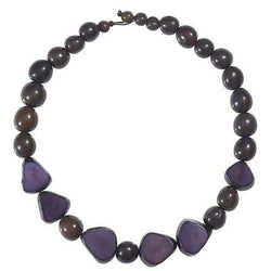Gemma Tagua Necklace in Plum Handmade and Fair Trade