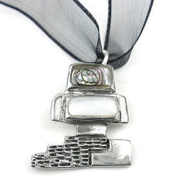Aztec Calli House Pendant on Organza Handmade and Fair Trade