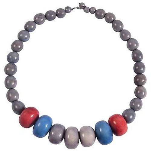 Tagua and Seed Manabi Necklace in Periwinkle Handmade and Fair Trade