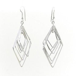 Large Silverplated Seven Rhombi Earrings Handmade and Fair Trade