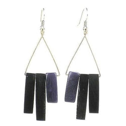 Bullhorn and Tagua Sticks Triangle Earrings - Plum  r Handmade and Fair Trade
