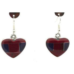 Red Jasper Heart Alpaca Silver Earrings Handmade and Fair Trade