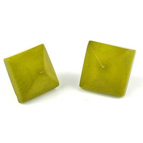 Spike Tagua Nut Stud Earrings in Leaf Green Handmade and Fair Trade