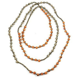 Colorblock Rope Necklace - Creamsicle and Gray Handmade and Fair Trade
