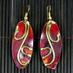 Copper and Brass Oval Earrings Handmade and Fair Trade