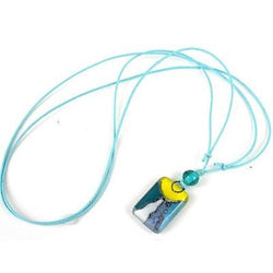 Sunny Skies Small Fused Glass Pendant Necklace Handmade and Fair Trade