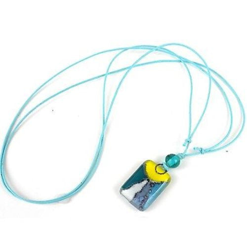 Sunny Skies Small Fused Glass Pendant Necklace Handmade and Fair Trade