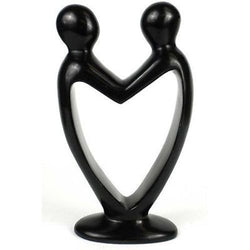 Handcrafted Soapstone Lover's Heart Sculpture in Black Handmade and Fair Trade