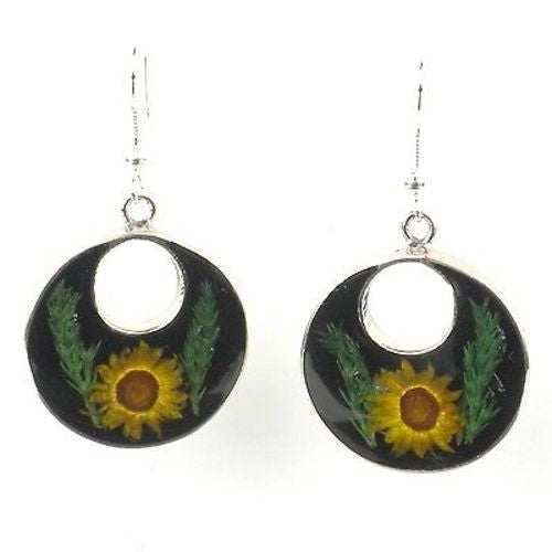 Nahua Flower Round Drop Earrings Handmade and Fair Trade