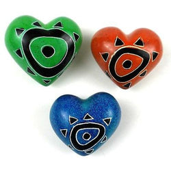 Set of Three Handcrafted Mini Soapstone Hearts Handmade and Fair Trade