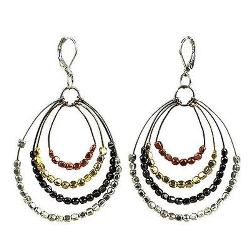 Ombre Metallic Tiered Loop Earrings Handmade and Fair Trade