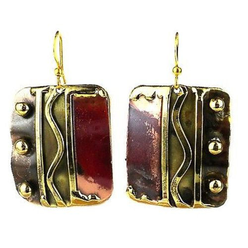 Trifecta Brass and Copper Earrings Handmade and Fair Trade