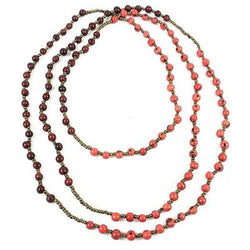 Colorblock Rope Necklace - Burgundy and Coral Handmade and Fair Trade