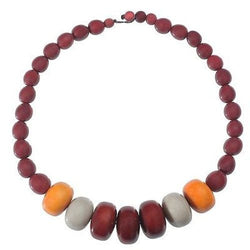 Tagua and Seed Manabi Necklace in Burgundy Handmade and Fair Trade