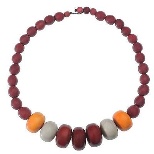 Tagua and Seed Manabi Necklace in Burgundy Handmade and Fair Trade