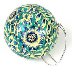 Papier Mache Ball Ornament - 2.5 inch - Seafoam Handmade and Fair Trade