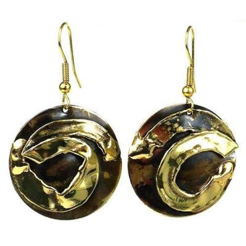 Twisted Ribbon Brass Earrings Handmade and Fair Trade