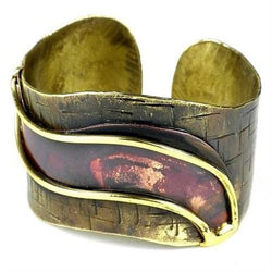 Red Wave Copper and Brass Cuff Handmade and Fair Trade
