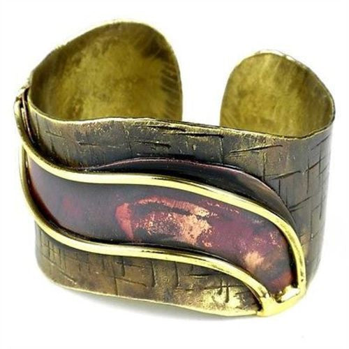 Red Wave Copper and Brass Cuff Handmade and Fair Trade