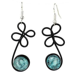 Enameled Wire and Aqua Glass Bead 