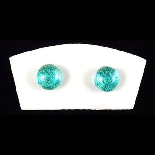 Handmade Large Dichroic Glass Studs in Aquamarine Handmade and Fair Trade