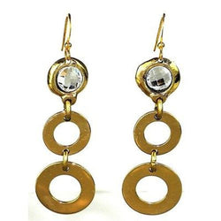 Crystal and Loops Brass Earrings Handmade and Fair Trade