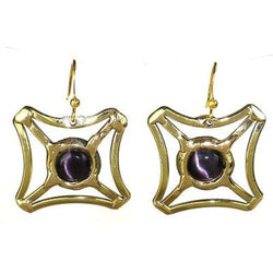 Purple Tiger Eye Square Earrings Handmade and Fair Trade