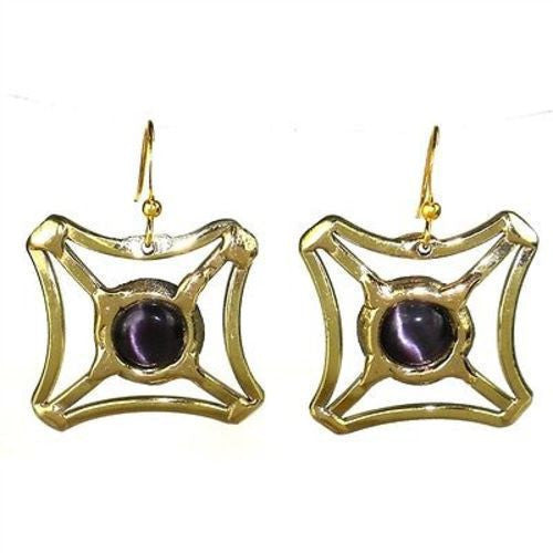 Purple Tiger Eye Square Earrings Handmade and Fair Trade