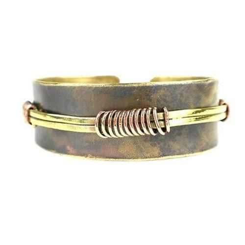 Wrapped Wire Copper and Brass Cuff Handmade and Fair Trade