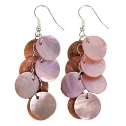 Mother of Pearl Cluster Earrings in Pink Handmade and Fair Trade