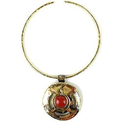 Earth's Core Red Jasper Brass Pendant Necklace Handmade and Fair Trade