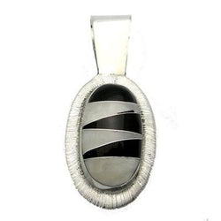 Onyx and Mother of Pearl Zig Zag Pendant Handmade and Fair Trade