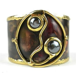 Morpho Hematite and Brass Cuff Handmade and Fair Trade
