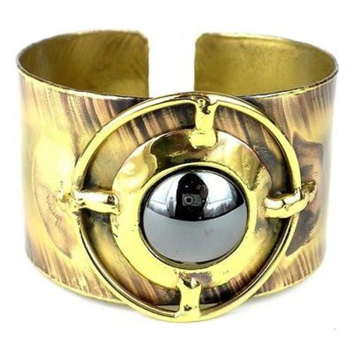 Shine On Hematite Brass Cuff Handmade and Fair Trade