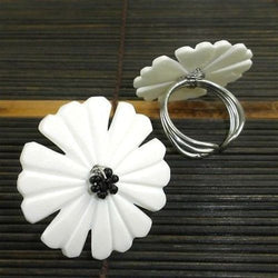 Nouveau Flower Bone Ring in Cream Handmade and Fair Trade
