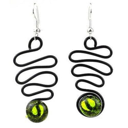 Enameled Wire and Green Glass Bead 