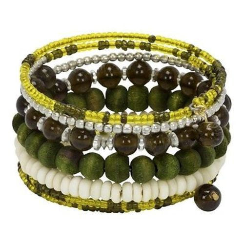 Olive Seeds of Life Spiral Bracelet Handmade and Fair Trade