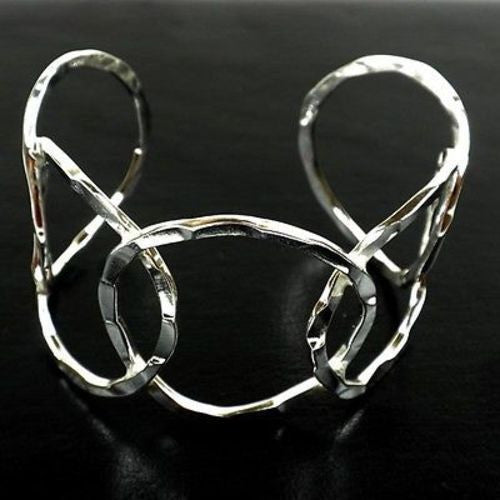 Silver Overlay Hammered Cuff - Circles Handmade and Fair Trade