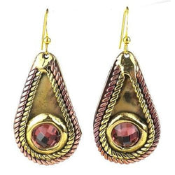 Rope and Rose Stone Earrings Handmade and Fair Trade